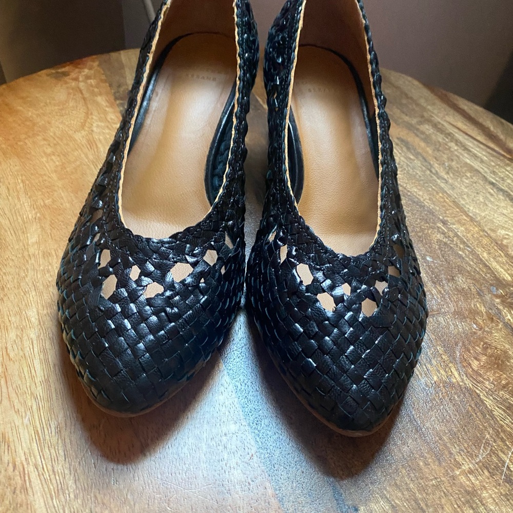 Sézane black woven heels. Like new! EU 38/US 7